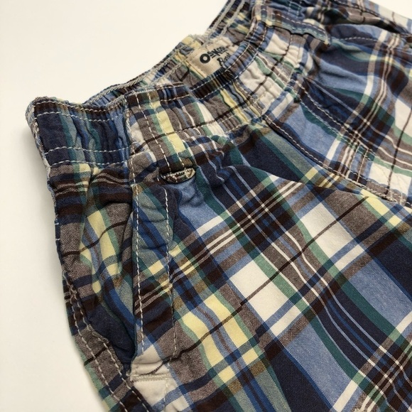 OSHKOSH B’GOSH Blue Green Tan Plaid Pocket Cargo Summer Shorts Boys SIZE 4 - Picture 5 of 9